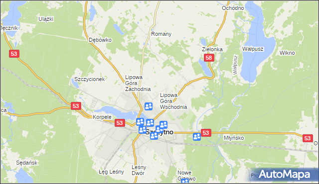 mapa Lipowa Góra Wschodnia, Lipowa Góra Wschodnia na mapie Targeo