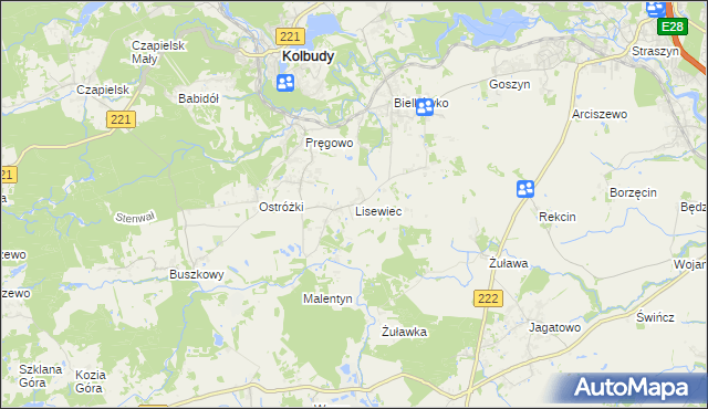 mapa Lisewiec, Lisewiec na mapie Targeo