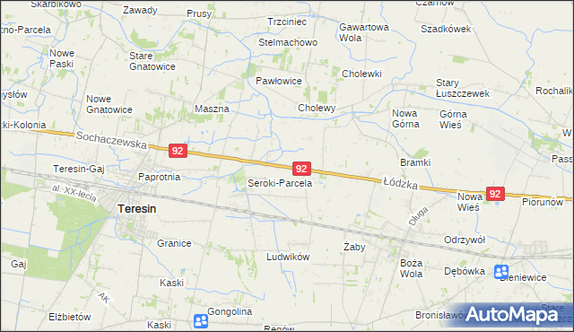 mapa Lisice gmina Teresin, Lisice gmina Teresin na mapie Targeo