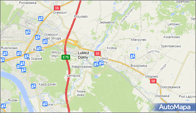 mapa Lubicz Górny, Lubicz Górny na mapie Targeo