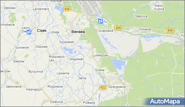 mapa Lubieszów gmina Bierawa, Lubieszów gmina Bierawa na mapie Targeo