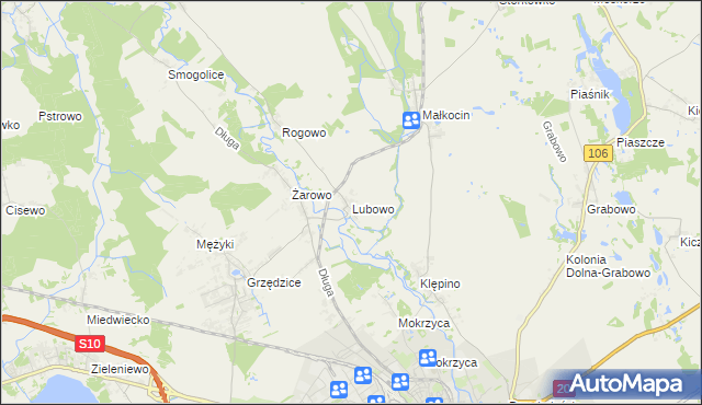 mapa Lubowo gmina Stargard, Lubowo gmina Stargard na mapie Targeo