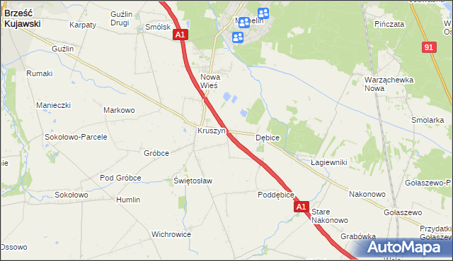 mapa Ludwinowo gmina Włocławek, Ludwinowo gmina Włocławek na mapie Targeo