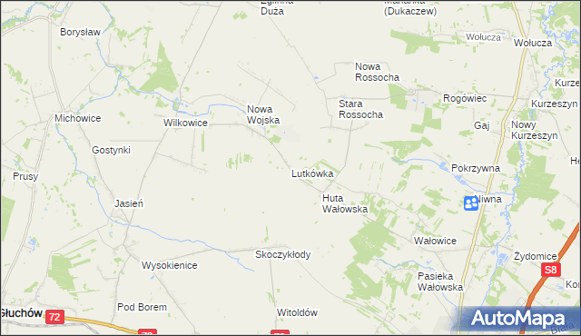 mapa Lutkówka gmina Rawa Mazowiecka, Lutkówka gmina Rawa Mazowiecka na mapie Targeo