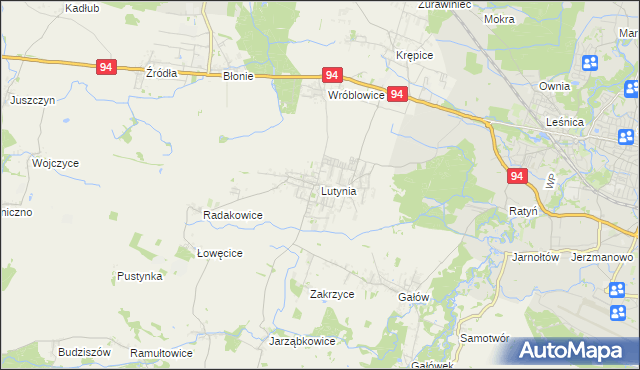 mapa Lutynia gmina Miękinia, Lutynia gmina Miękinia na mapie Targeo