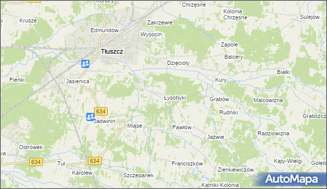 mapa Łysobyki, Łysobyki na mapie Targeo