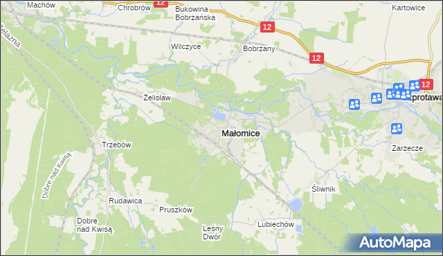 mapa Małomice, Małomice na mapie Targeo