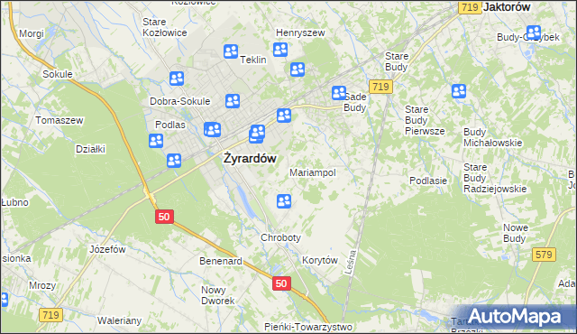 mapa Mariampol gmina Jaktorów, Mariampol gmina Jaktorów na mapie Targeo