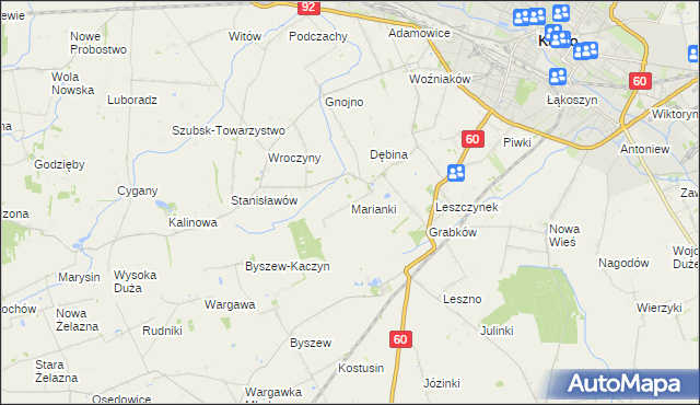 mapa Marianki gmina Kutno, Marianki gmina Kutno na mapie Targeo