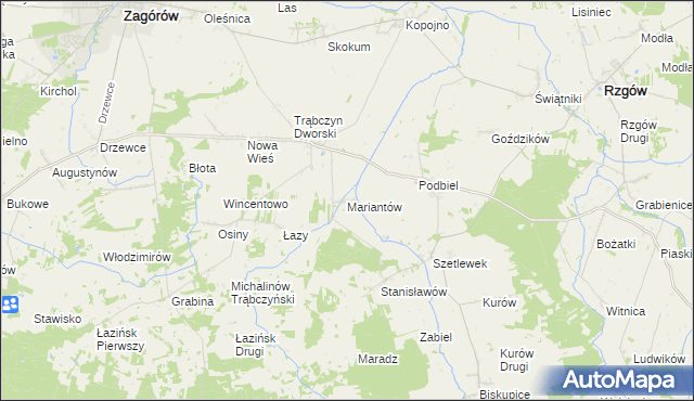 mapa Mariantów gmina Zagórów, Mariantów gmina Zagórów na mapie Targeo