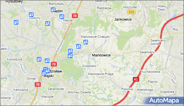 mapa Marklowice, Marklowice na mapie Targeo