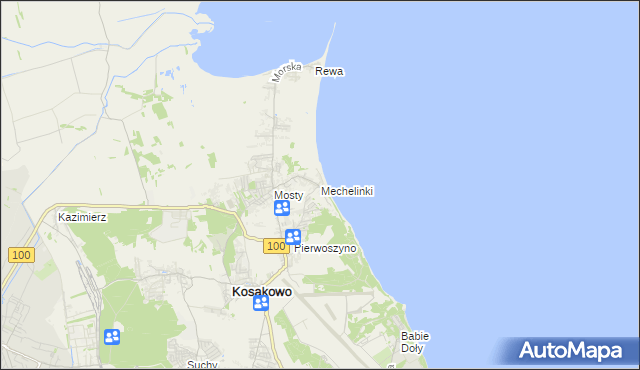 mapa Mechelinki, Mechelinki na mapie Targeo