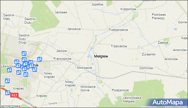 mapa Mełgiew, Mełgiew na mapie Targeo