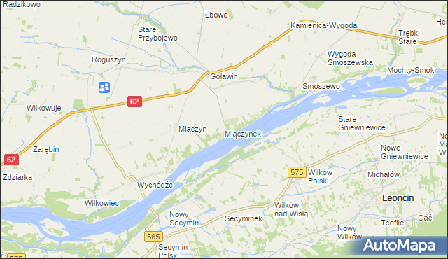 mapa Miączynek, Miączynek na mapie Targeo