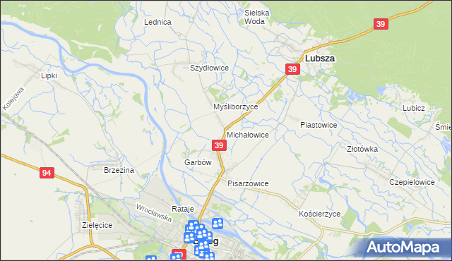 mapa Michałowice gmina Lubsza, Michałowice gmina Lubsza na mapie Targeo