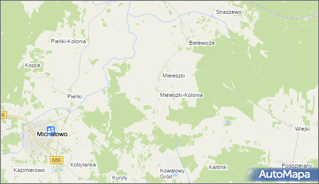 mapa Mieleszki-Kolonia, Mieleszki-Kolonia na mapie Targeo