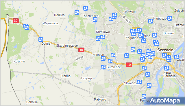 mapa Mierzyn gmina Dobra (Szczecińska), Mierzyn gmina Dobra (Szczecińska) na mapie Targeo