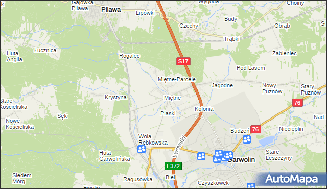 mapa Miętne, Miętne na mapie Targeo