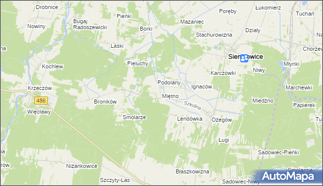 mapa Miętno gmina Siemkowice, Miętno gmina Siemkowice na mapie Targeo