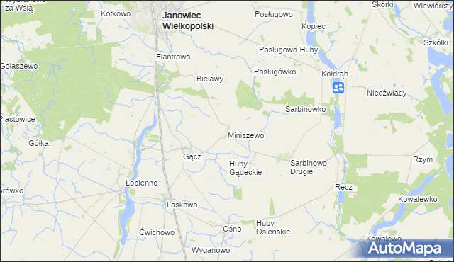 mapa Miniszewo, Miniszewo na mapie Targeo