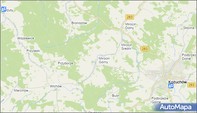 mapa Mirocin Górny, Mirocin Górny na mapie Targeo