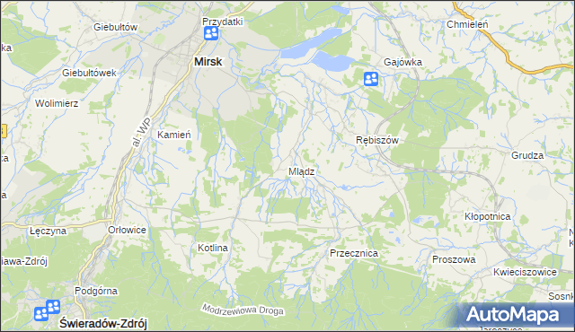 mapa Mlądz, Mlądz na mapie Targeo