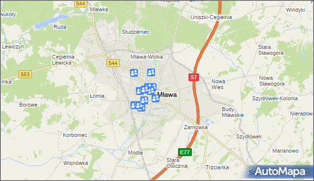 mapa Mława, Mława na mapie Targeo