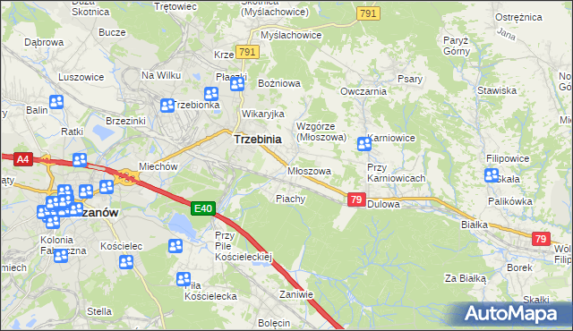 mapa Młoszowa, Młoszowa na mapie Targeo