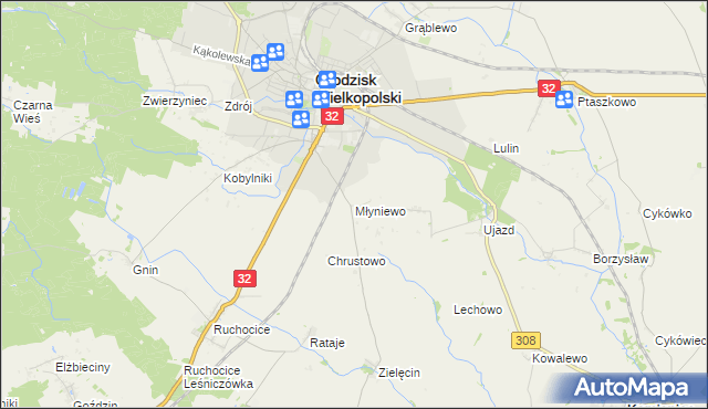 mapa Młyniewo, Młyniewo na mapie Targeo