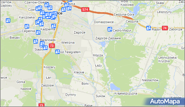 mapa Mójcza, Mójcza na mapie Targeo