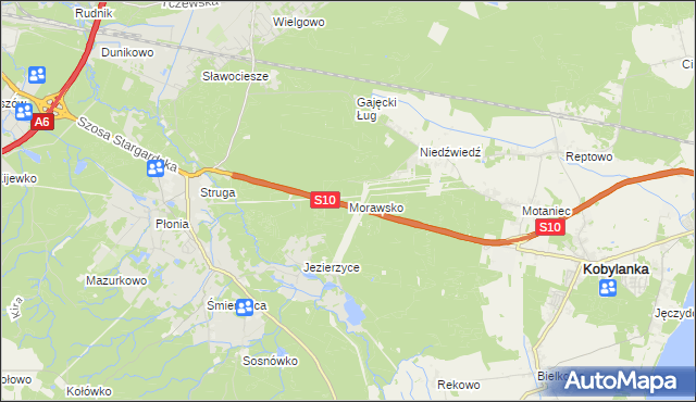 mapa Morawsko gmina Kobylanka, Morawsko gmina Kobylanka na mapie Targeo