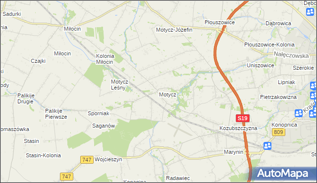 mapa Motycz, Motycz na mapie Targeo