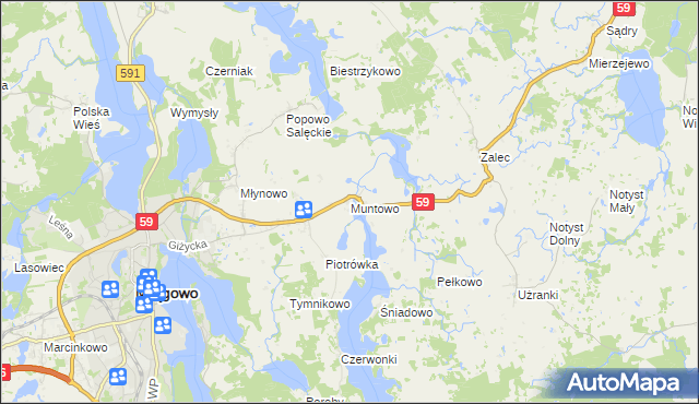 mapa Muntowo, Muntowo na mapie Targeo