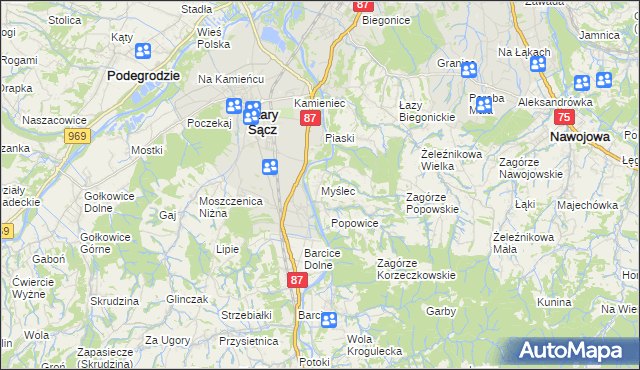 mapa Myślec, Myślec na mapie Targeo