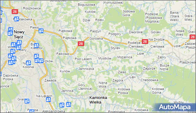 mapa Mystków, Mystków na mapie Targeo