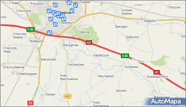 mapa Nadarzyce gmina Września, Nadarzyce gmina Września na mapie Targeo