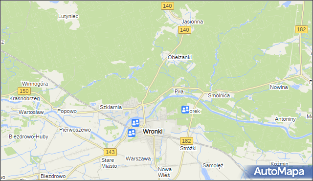 mapa Nadolnik gmina Wronki, Nadolnik gmina Wronki na mapie Targeo