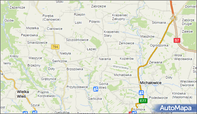 mapa Narama, Narama na mapie Targeo