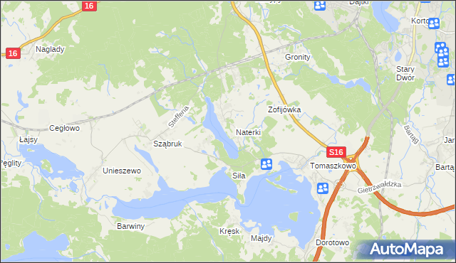 mapa Naterki, Naterki na mapie Targeo