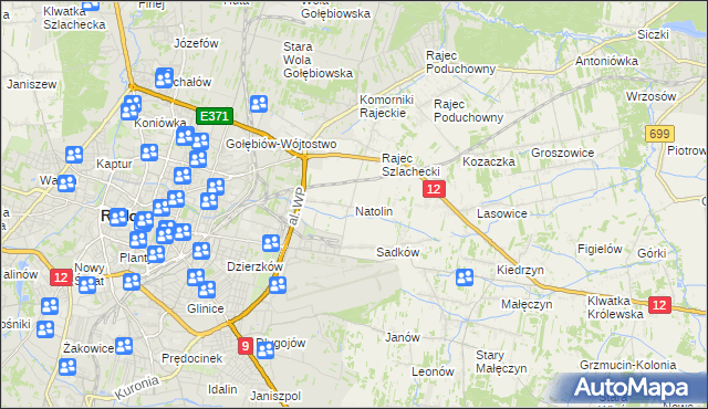 mapa Natolin gmina Jedlnia-Letnisko, Natolin gmina Jedlnia-Letnisko na mapie Targeo