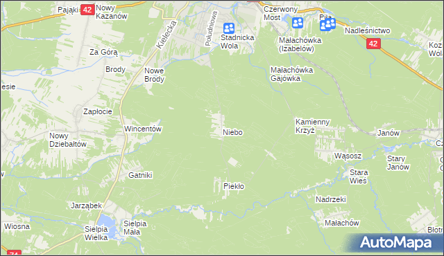 mapa Niebo, Niebo na mapie Targeo