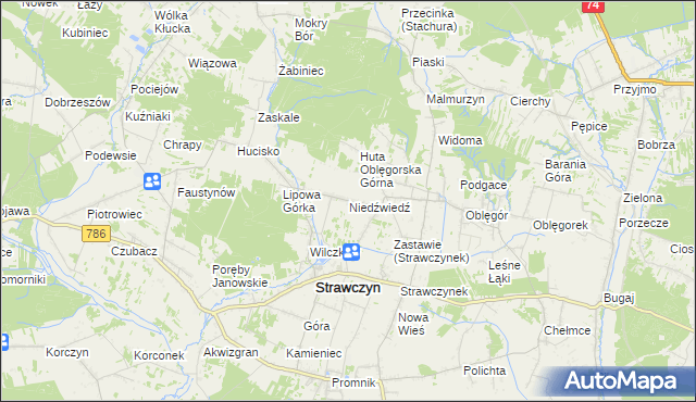 mapa Niedźwiedź gmina Strawczyn, Niedźwiedź gmina Strawczyn na mapie Targeo