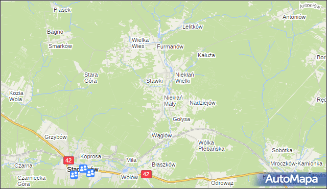 mapa Niekłań Mały, Niekłań Mały na mapie Targeo