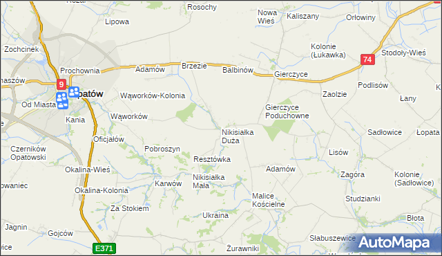 mapa Nikisiałka Duża, Nikisiałka Duża na mapie Targeo