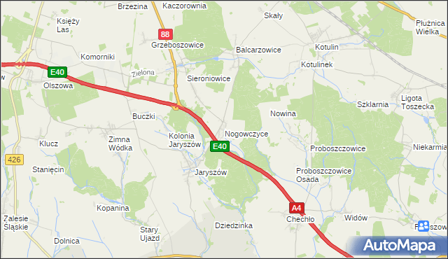 mapa Nogowczyce, Nogowczyce na mapie Targeo