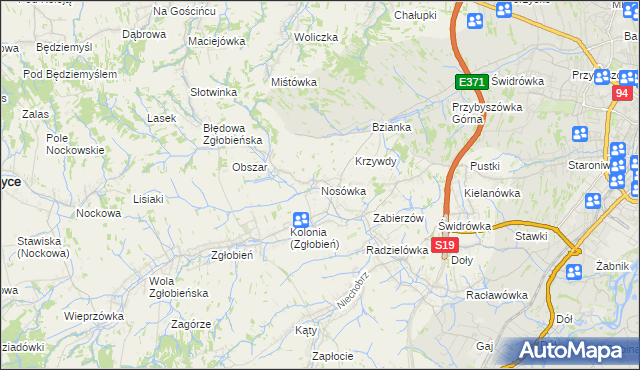 mapa Nosówka, Nosówka na mapie Targeo