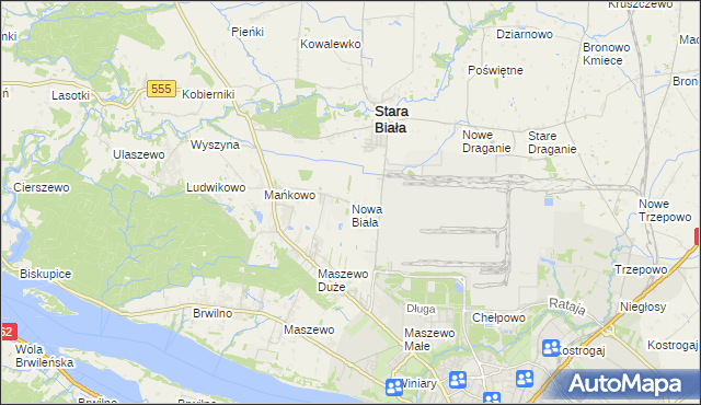 mapa Nowa Biała gmina Stara Biała, Nowa Biała gmina Stara Biała na mapie Targeo