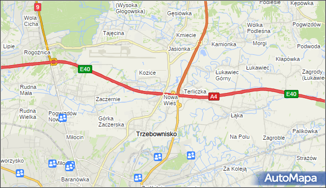 mapa Nowa Wieś gmina Trzebownisko, Nowa Wieś gmina Trzebownisko na mapie Targeo