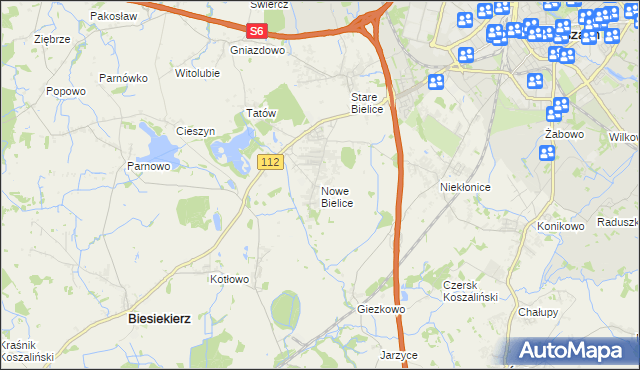 mapa Nowe Bielice, Nowe Bielice na mapie Targeo