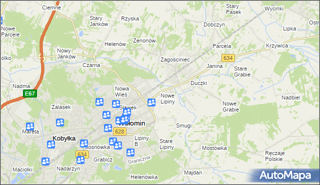 mapa Nowe Lipiny, Nowe Lipiny na mapie Targeo